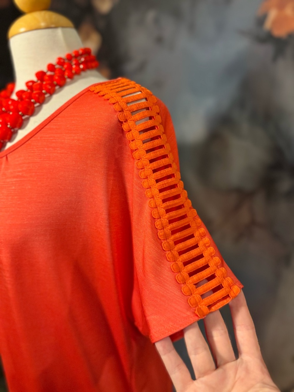 Alyx Bright Orange Scoop-Neck Short Sleeve Top - Picture 4 of 8
